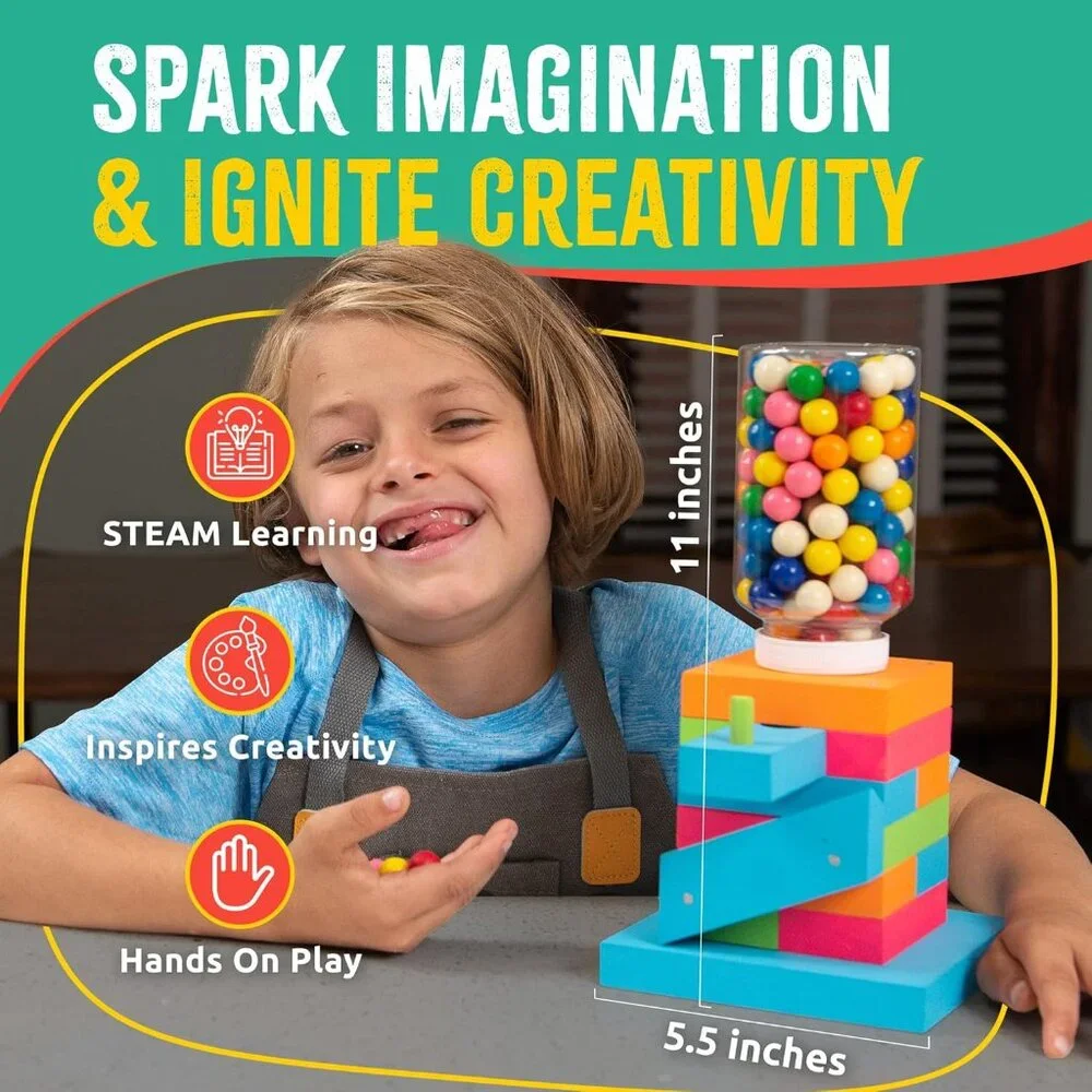New DIY Wood Building Kit STEM Woodworking Toy for Kids Candy Gumball Dispenser